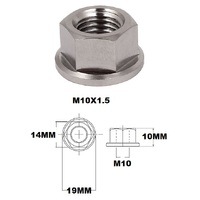M10X1.5 THREAD PITCH TITANIUM FLANGED 14MM HEX NUT GRADE 5
