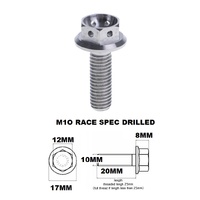M10X20MM 1.25 THREAD PITCH TITANIUM FLANGE 12MM HEX BOLT GR 5