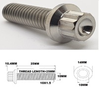 M10X25MM 1.5 THREAD PITCH TITANIUM 12 POINT FLANGE BOLT GRADE 5