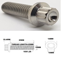 M10X25MM 1.25 THREAD PITCH TITANIUM 12 POINT FLANGE BOLT GRADE 5