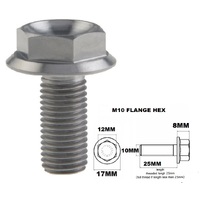 M10X25MM 1.25 THREAD PITCH TITANIUM FLANGE 12MM HEX BOLT GR 5
