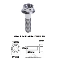 M10X30MM 1.5 THREAD RACE TITANIUM FLANGE 12MM HEX BOLT GR 5