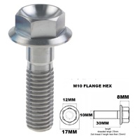 M10X30MM 1.25 THREAD PITCH TITANIUM FLANGE 12MM HEX BOLT GR 5