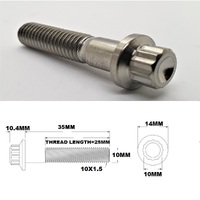 M10X35MM 1.5 THREAD PITCH TITANIUM 12 POINT FLANGE BOLT GRADE 5