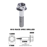 M10X35MM 1.5 THREAD RACE TITANIUM FLANGE 12MM HEX BOLT GR 5