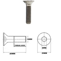 M10X40MM 1.5 THREAD PITCH TITANIUM COUNTERSUNK BOLT GRADE 5