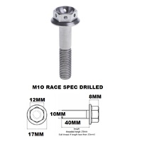 M10X40MM 1.5 THREAD RACE TITANIUM FLANGE 12MM HEX BOLT GR 5