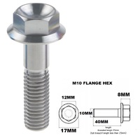 M10X40MM 1.5 THREAD PITCH TITANIUM FLANGE 12MM HEX BOLT GR 5