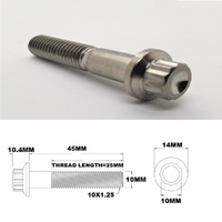 M10X45MM 1.5 THREAD PITCH TITANIUM 12 POINT FLANGE BOLT GRADE 5