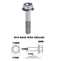 M10X45MM 1.5 THREAD RACE TITANIUM FLANGE 12MM HEX BOLT GR 5