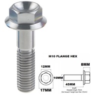 M10X45MM 1.25 THREAD PITCH TITANIUM FLANGE 12MM HEX BOLT GR 5