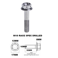 M10X50MM 1.5 THREAD RACE TITANIUM FLANGE 12MM HEX BOLT GR 5