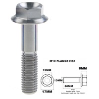 M10X50MM 1.5 THREAD PITCH TITANIUM FLANGE 12MM HEX BOLT GR 5