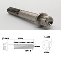 M10X60MM 1.5 THREAD PITCH TITANIUM 12 POINT FLANGE BOLT GRADE 5