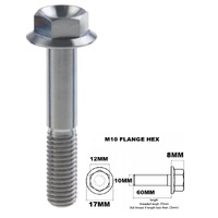 M10X60MM 1.5 THREAD PITCH TITANIUM FLANGE 12MM HEX BOLT GR 5