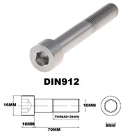 M10X70MM 1.25 THREAD PITCH TITANIUM ALLEN HEAD BOLT GRADE 5