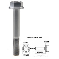 M10X90MM 1.5 THREAD PITCH TITANIUM FLANGE 12MM HEX BOLT GR 5