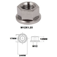 M12X1.25 THREAD PITCH TITANIUM FLANGED 17MM HEX NUT GRADE 5