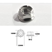M12X1.25 THREAD PITCH TITANIUM FLANGE HEX NYLOCK NUT GRADE 5