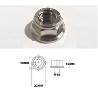 M12X1.25 THREAD PITCH TITANIUM FLANGE STEEL HEX LOCK NUT GRADE 5