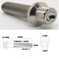 M12X20MM 1.5 THREAD PITCH TITANIUM 12 POINT FLANGE BOLT GRADE 5