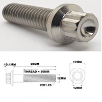 M12X20MM 1.25 THREAD PITCH TITANIUM 12 POINT FLANGE BOLT GRADE 5