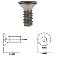 M12X30MM 1.75 THREAD PITCH TITANIUM COUNTERSUNK BOLT GRADE 5