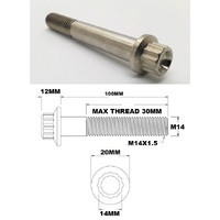 M14X100MM 1.5 THREAD PITCH TITANIUM 12 POINT FLANGE BOLT GRADE 5