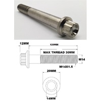 M14X120MM 1.5 THREAD PITCH TITANIUM 12 POINT FLANGE BOLT GRADE 5