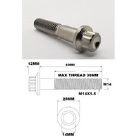 M14X60MM 1.5 THREAD PITCH TITANIUM 12 POINT FLANGE BOLT GRADE 5