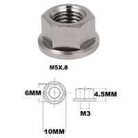M3X0.5 THREAD PITCH TITANIUM FLANGED 6MM HEX NUT GRADE 5