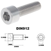 M3X20MM 0.5 THREAD PITCH TITANIUM ALLEN HEAD BOLT GRADE 5