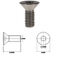 M3X22MM .5 THREAD PITCH TITANIUM COUNTERSUNK BOLT GRADE 5