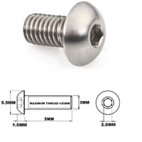 M3X5MM 0.5 THREAD PITCH TITANIUM BUTTON HEAD BOLT GRADE 5