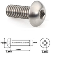 M4X10MM .7 THREAD PITCH TITANIUM BUTTON HEAD BOLT GRADE 5