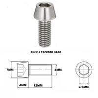 M4X12MM 0.7 THREAD PITCH TITANIUM TAPERED SOCKET HEAD BOLT