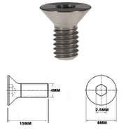 M4X15MM .7 THREAD PITCH TITANIUM COUNTERSUNK BOLT GRADE 5