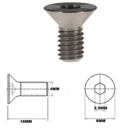 M4X16MM .7 THREAD PITCH TITANIUM COUNTERSUNK BOLT GRADE 5
