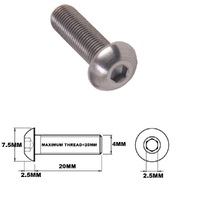 M4X20MM .7 THREAD PITCH TITANIUM BUTTON HEAD BOLT GRADE 5