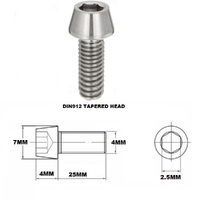 M4X25MM 0.7 THREAD PITCH TITANIUM TAPERED SOCKET HEAD BOLT