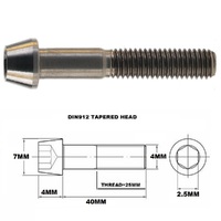 M4X40MM 0.7 THREAD PITCH TITANIUM TAPERED SOCKET HEAD BOLT