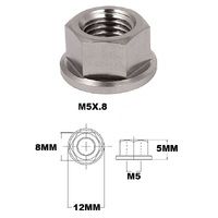 M5X0.8 THREAD PITCH TITANIUM FLANGED 8MM HEX NUT GRADE 5