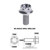 M5X10MM 0.8 THREAD PITCH TITANIUM RACE FLANGE 7MM HEX BOLT GR 5