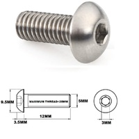 M5X12MM .8 THREAD PITCH TITANIUM BUTTON HEAD BOLT GRADE 5