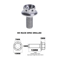 M5X12MM 0.8 THREAD PITCH TITANIUM RACE FLANGE 7MM HEX BOLT GR 5