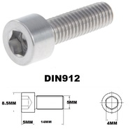 M5X14MM .8 THREAD PITCH TITANIUM ALLEN HEAD BOLT GRADE 5