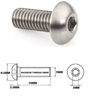 M5X15MM .8 THREAD PITCH TITANIUM BUTTON HEAD BOLT GRADE 5