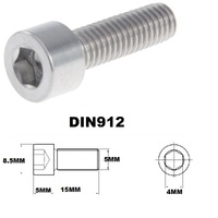 M5X15MM .8 THREAD PITCH TITANIUM ALLEN HEAD BOLT GRADE 5