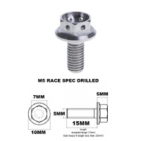 M5X15MM 0.8 THREAD PITCH TITANIUM RACE FLANGE 7MM HEX BOLT GR 5