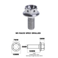M5X18MM 0.8 THREAD PITCH TITANIUM RACE FLANGE 7MM HEX BOLT GR 5
